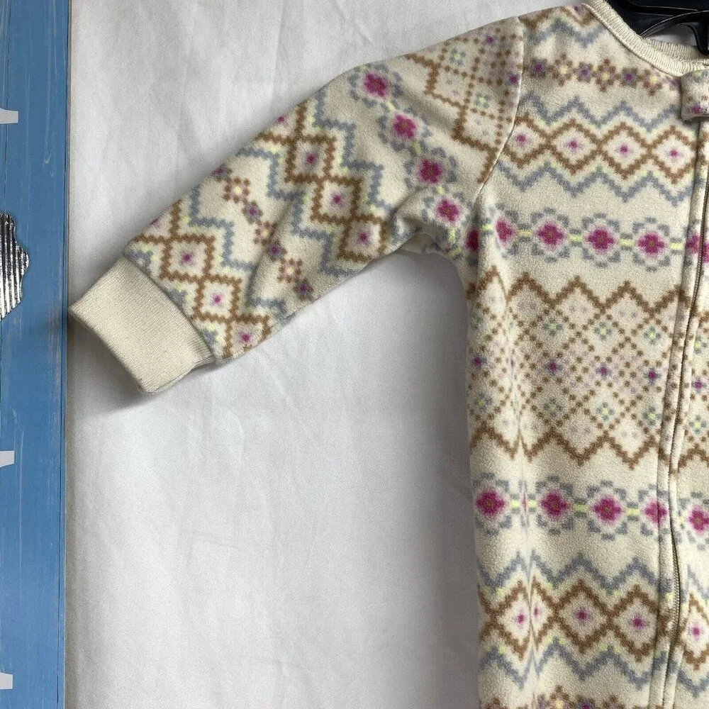 CARTER'S Long Sleeve Bodysuit Sleep And Play Girls12 Month Cream Full Zip/Snap